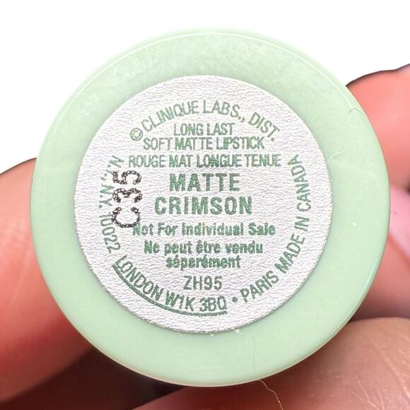Clinique Long Last Soft Matte Lipstick Matte Crimson Red Green Tube - Picture 2 of 5